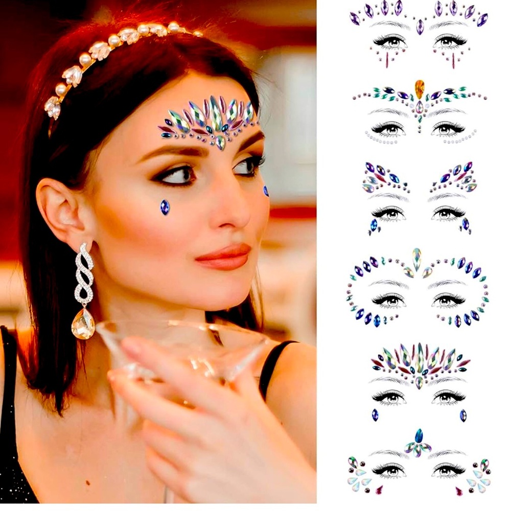 RHINESTONE  FACE AND BODY STICKER DECALS NEW❤️